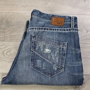 BKE Buckle Jeans Mens 38R Blue Denim Seth Straight Leg Casual Stretch Distressed